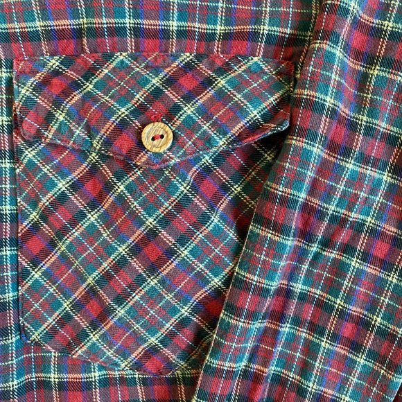 Vintage Crown by Corona Red and Green Plaid Flannel Button Front Shirt - Picture 5 of 7